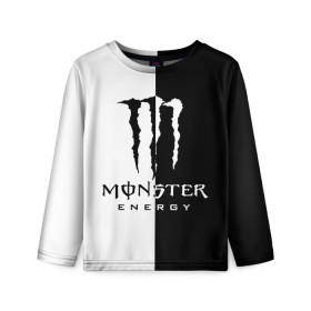 Детский лонгслив 3D с принтом MONSTER ENERGY (Z) в Белгороде, 100% полиэстер | длинные рукава, круглый вырез горловины, полуприлегающий силуэт
 | black monster | bmx | claw | cybersport | energy | monster | monster energy | moto | motocross | race | sport | киберспорт | когти | монстер энерджи | монстр | мото | мотокросс | ралли | скейтбординг | спорт | т | энергия