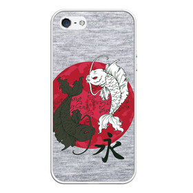 Чехол для iPhone 5/5S матовый с принтом Japan style в Белгороде, Силикон | Область печати: задняя сторона чехла, без боковых панелей | Тематика изображения на принте: арт | гармония | животные | инь янь | карп | картинка | красная луна | подарок | рисунок | самурай | цыгун | японский