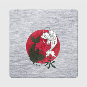 Магнит виниловый Квадрат с принтом Japan style в Белгороде, полимерный материал с магнитным слоем | размер 9*9 см, закругленные углы | арт | гармония | животные | инь янь | карп | картинка | красная луна | подарок | рисунок | самурай | цыгун | японский