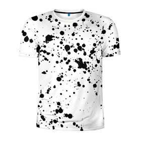Мужская футболка 3D спортивная с принтом Далматинец в Белгороде, 100% полиэстер с улучшенными характеристиками | приталенный силуэт, круглая горловина, широкие плечи, сужается к линии бедра | брызги краски | далматинец | краска | пятно | с брызгами | черные пятна