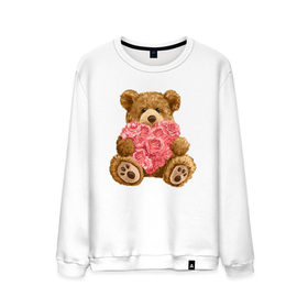 Мужской свитшот хлопок с принтом Плюшевый медведь с сердечком в Белгороде, 100% хлопок |  | арт | животные | картинка | медвежонок | мишка | плюшевый медведь | рисунок | розовые цветы | розочки | розы | сердечко | сердце | сердце из роз | цветы