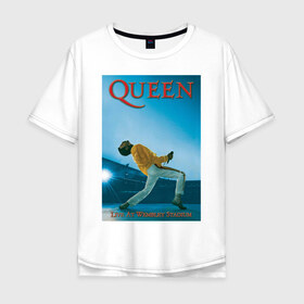 Мужская футболка хлопок Oversize с принтом Queen в Белгороде, 100% хлопок | свободный крой, круглый ворот, “спинка” длиннее передней части | queen | арт | музыка | рок | фредди меркьюри