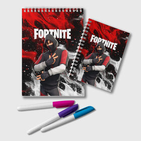 Блокнот с принтом FORTNITE IKONIK в Белгороде, 100% бумага | 48 листов, плотность листов — 60 г/м2, плотность картонной обложки — 250 г/м2. Листы скреплены удобной пружинной спиралью. Цвет линий — светло-серый
 | Тематика изображения на принте: deadmau5 | fortnite | fortnite 2 | fortnite x маршмелло | ikonik | marshmello | ninja | ninja streamer | raven | travis scott | ворон | иконик | ниндзя | пили | рейвен | трэвис скотт | фортнайт