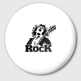 Значок с принтом Rock в Белгороде,  металл | круглая форма, металлическая застежка в виде булавки | ac dc | rock | арт | рок | рок н ролл | хард рок