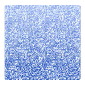 Магнитный плакат 3Х3 с принтом Волны на голубом фоне в Белгороде, Полимерный материал с магнитным слоем | 9 деталей размером 9*9 см | textures | абстракция | белый | вода | водный | водяной | волны | дудл | дудлинг | завитки | загогулини | линии | морской | полосы | текстуры | фон