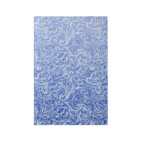 Обложка для паспорта матовая кожа с принтом Волны на голубом фоне в Белгороде, натуральная матовая кожа | размер 19,3 х 13,7 см; прозрачные пластиковые крепления | textures | абстракция | белый | вода | водный | водяной | волны | дудл | дудлинг | завитки | загогулини | линии | морской | полосы | текстуры | фон