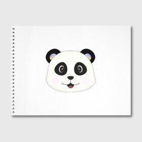 Альбом для рисования с принтом Panda в Белгороде, 100% бумага
 | матовая бумага, плотность 200 мг. | bear | colorful | green | nature | panda | детские | животные | звери | милые | мультфильмы | панды | радуга