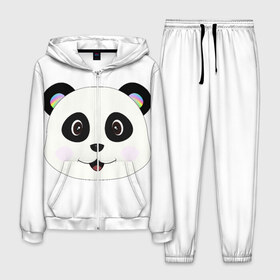 Мужской костюм 3D с принтом Panda в Белгороде, 100% полиэстер | Манжеты и пояс оформлены тканевой резинкой, двухслойный капюшон со шнурком для регулировки, карманы спереди | bear | colorful | green | nature | panda | детские | животные | звери | милые | мультфильмы | панды | радуга