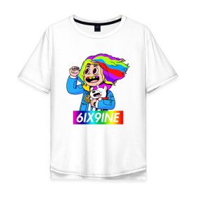 Мужская футболка хлопок Oversize с принтом 6IX9INE в Белгороде, 100% хлопок | свободный крой, круглый ворот, “спинка” длиннее передней части | 6ix9ine | bebe | gooba 6ix9ine | gummo | kooda | rap | tekashi 6ix9ine | губа | текаши.