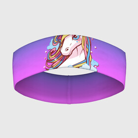 Повязка на голову 3D с принтом Единорог в Белгороде,  |  | единорог | единорожка | лошадка | лошадь | пони | радужный единорог | сказочный пони
