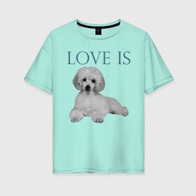 Женская футболка хлопок Oversize с принтом Любовь - это пудель в Белгороде, 100% хлопок | свободный крой, круглый ворот, спущенный рукав, длина до линии бедер
 | дрессировка | забота | любовь | пудель | собака | собаки | собачка | собачник | увлечение | хобби