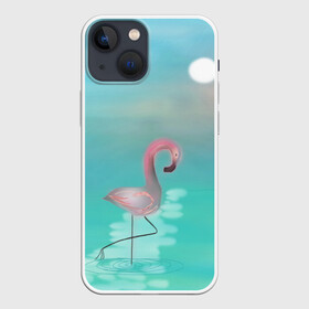 Чехол для iPhone 13 mini с принтом Фламинго в Белгороде,  |  | арт | гора | графика | дельфин | животные | за | закат | картинка | кит | мной | море | небо | облака | пальма | пара | песок | пляж | побережье | радуга | рисунок | следуй | солнце | сюрреализм | фламинго