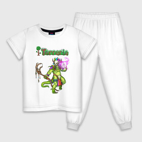 Детская пижама хлопок с принтом TERRARIA в Белгороде, 100% хлопок |  брюки и футболка прямого кроя, без карманов, на брюках мягкая резинка на поясе и по низу штанин
 | game. | terraria | terraria 1.3 | terraria journeys end | игра | терария | террария | террария 1.3