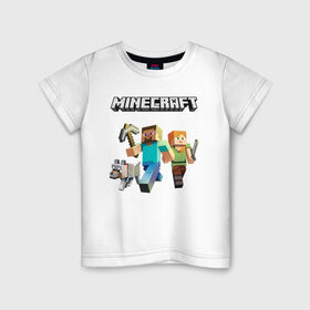 Детская футболка хлопок с принтом MINECRAFT МАЙНКРАФТ в Белгороде, 100% хлопок | круглый вырез горловины, полуприлегающий силуэт, длина до линии бедер | block | creeper | cube | minecraft | pixel | блок | геометрия | крафт | крипер | кубики | майнкрафт | пиксели