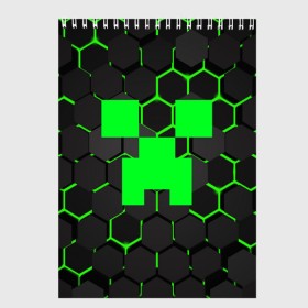 Скетчбук с принтом MINECRAFT CREEPER в Белгороде, 100% бумага
 | 48 листов, плотность листов — 100 г/м2, плотность картонной обложки — 250 г/м2. Листы скреплены сверху удобной пружинной спиралью | block | creeper | cube | minecraft | pixel | блок | геометрия | крафт | крипер | кубики | майнкрафт | пиксели