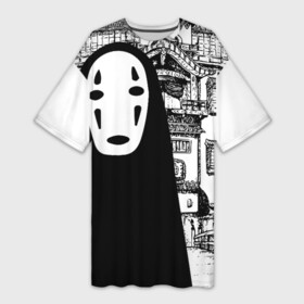 Платье-футболка 3D с принтом No Face Spirited Away Ghibli в Белгороде,  |  | ghibli | hayao miyazaki | no face | spirited away | studio ghibli | аниме | безликий | гибли | манга | унесенные призраками