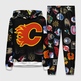 Женский костюм 3D (с толстовкой) с принтом Calgary Flames (Z) в Белгороде,  |  | anaheim ducks | arizona coyotes | boston bruins | buffalo sabres | calgary flames | canadiens de montreal | carolina hurricanes | chicago blackhawks | colorado avalanche | columbus blue jackets | dallas stars | detroit red wings | edmonton oil | hockey | 