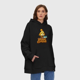 Худи SuperOversize хлопок с принтом Animal Crossing Isabelle в Белгороде, 70% хлопок, 30% полиэстер, мягкий начес внутри | карман-кенгуру, эластичная резинка на манжетах и по нижней кромке, двухслойный капюшон
 | animal crossing | isabelle | nintendo | детская | женская | игра | изабель | изабэль | мультик | мультяшный | нинтендо | рисованный | рисунок | собака | собачка | энимал кроссинг