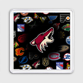 Магнит 55*55 с принтом Arizona Coyotes | NHL (Z) в Белгороде, Пластик | Размер: 65*65 мм; Размер печати: 55*55 мм | Тематика изображения на принте: anaheim ducks | arizona coyotes | boston bruins | buffalo sabres | calgary flames | canadiens de montreal | carolina hurricanes | chicago blackhawks | colorado avalanche | columbus blue jackets | dallas stars | detroit red wings | edmonton oil | hockey | 