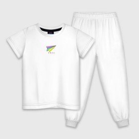 Детская пижама хлопок с принтом Бумажный самолетик в Белгороде, 100% хлопок |  брюки и футболка прямого кроя, без карманов, на брюках мягкая резинка на поясе и по низу штанин
 | бумажный самолёт | иероглифы | надпись на японском | оригами | радуга | самолётик | цветной