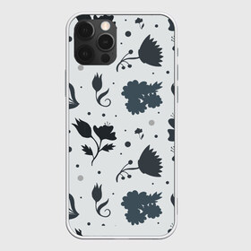 Чехол для iPhone 12 Pro Max с принтом Чёрно-белые цветы в Белгороде, Силикон |  | арт | иллюстрация | лист | листья | природа | узор | узоры | цветок | цветы | ягода | ягоды