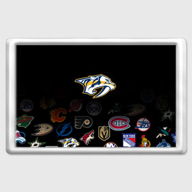 Магнит 45*70 с принтом NHL Nashville Predators (Z) в Белгороде, Пластик | Размер: 78*52 мм; Размер печати: 70*45 | anaheim ducks | arizona coyotes | boston bruins | buffalo sabres | canadiens de montreal | carolina hurricanes | chicago blackhawks | colorado | hockey | nashville predators | nhl | нхл | паттерн | спорт | хоккей