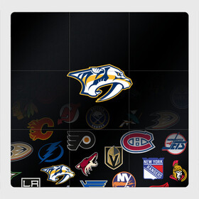 Магнитный плакат 3Х3 с принтом NHL Nashville Predators (Z) в Белгороде, Полимерный материал с магнитным слоем | 9 деталей размером 9*9 см | anaheim ducks | arizona coyotes | boston bruins | buffalo sabres | canadiens de montreal | carolina hurricanes | chicago blackhawks | colorado | hockey | nashville predators | nhl | нхл | паттерн | спорт | хоккей