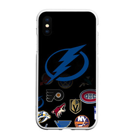 Чехол для iPhone XS Max матовый с принтом NHL Tampa Bay Lightning (Z) в Белгороде, Силикон | Область печати: задняя сторона чехла, без боковых панелей | anaheim ducks | arizona coyotes | boston bruins | buffalo sabres | canadiens de montreal | carolina hurricanes | chicago blackhawks | colorado | hockey | nhl | tampa bay lightning | нхл | паттерн | спорт | хоккей