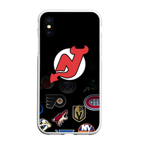 Чехол для iPhone XS Max матовый с принтом NHL New Jersey Devils (Z) в Белгороде, Силикон | Область печати: задняя сторона чехла, без боковых панелей | anaheim ducks | arizona coyotes | boston bruins | buffalo sabres | calgary flames | carolina hurricanes | chicago blackhawks | colorado | hockey | new jersey devils | nhl | нхл | паттерн | спорт | хоккей