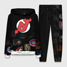 Женский костюм 3D (с толстовкой) с принтом NHL New Jersey Devils (Z) в Белгороде,  |  | anaheim ducks | arizona coyotes | boston bruins | buffalo sabres | calgary flames | carolina hurricanes | chicago blackhawks | colorado | hockey | new jersey devils | nhl | нхл | паттерн | спорт | хоккей