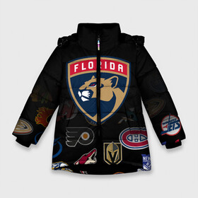 Зимняя куртка для девочек 3D с принтом NHL Florida Panthers (Z) в Белгороде, ткань верха — 100% полиэстер; подклад — 100% полиэстер, утеплитель — 100% полиэстер. | длина ниже бедра, удлиненная спинка, воротник стойка и отстегивающийся капюшон. Есть боковые карманы с листочкой на кнопках, утяжки по низу изделия и внутренний карман на молнии. 

Предусмотрены светоотражающий принт на спинке, радужный светоотражающий элемент на пуллере молнии и на резинке для утяжки. | anaheim ducks | arizona coyotes | boston bruins | buffalo sabres | calgary flames | canadiens de montreal | chicago blackhawks | colorado | florida panthers | hockey | nhl | нхл | паттерн | спорт | хоккей