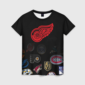 Женская футболка 3D с принтом NHL Detroit Red Wings (Z) в Белгороде, 100% полиэфир ( синтетическое хлопкоподобное полотно) | прямой крой, круглый вырез горловины, длина до линии бедер | anaheim ducks | arizona coyotes | boston bruins | buffalo sabres | calgary flames | canadiens de montreal | carolina hurricanes | colorado | detroit red wings | hockey | nhl | нхл | паттерн | спорт | хоккей