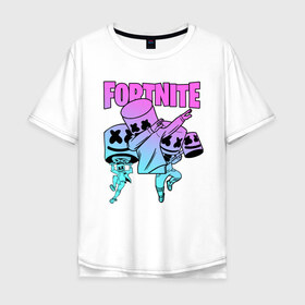 Мужская футболка хлопок Oversize с принтом FORTNITE x MARSHMELLO в Белгороде, 100% хлопок | свободный крой, круглый ворот, “спинка” длиннее передней части | deadmau5 | fortnite | fortnite 2 | fortnite x маршмелло | ikonik | marshmello | ninja | ninja streamer | raven | travis scott | ворон | иконик | ниндзя | пили | рейвен | трэвис скотт | фортнайт