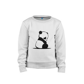 Детский свитшот хлопок с принтом Милая панда (Z) в Белгороде, 100% хлопок | круглый вырез горловины, эластичные манжеты, пояс и воротник | Тематика изображения на принте: ailuropoda melanoleuca | ailurus fulgens | бамбуковый медведь | большая панда | звери | малая панда | медведь | милая панда | няшка | панда
