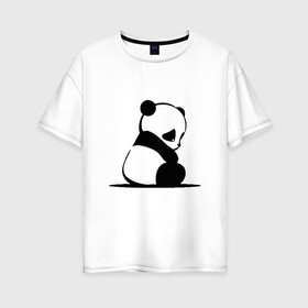 Женская футболка хлопок Oversize с принтом Милая панда (Z) в Белгороде, 100% хлопок | свободный крой, круглый ворот, спущенный рукав, длина до линии бедер
 | ailuropoda melanoleuca | ailurus fulgens | бамбуковый медведь | большая панда | звери | малая панда | медведь | милая панда | няшка | панда
