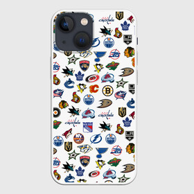 Чехол для iPhone 13 mini с принтом NHL PATTERN | НХЛ (Z) в Белгороде,  |  | anaheim ducks | arizona coyotes | boston bruins | buffalo sabres | calgary flames | canadiens de montreal | carolina hurricanes | chicago blackhawks | colorado | hockey | nhl | нхл | паттерн | спорт | хоккей