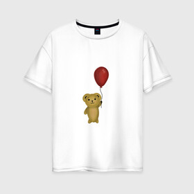 Женская футболка хлопок Oversize с принтом Винни Пух в Белгороде, 100% хлопок | свободный крой, круглый ворот, спущенный рукав, длина до линии бедер
 | воздушный | детские | животные | звери | игрушка | медведь | мультфильмы | шар