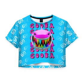 Женская футболка Crop-top 3D с принтом 6IX9INE- GOOBA в Белгороде, 100% полиэстер | круглая горловина, длина футболки до линии талии, рукава с отворотами | 6ix9ine | 6ix9ine  gooba | gooba | акула | сикснайн | сиксти найн | сиксти найн репер | такаши | текаши | текаши сикснайн