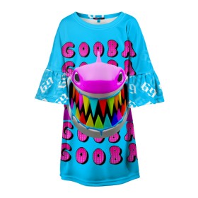 Детское платье 3D с принтом 6IX9INE- GOOBA в Белгороде, 100% полиэстер | прямой силуэт, чуть расширенный к низу. Круглая горловина, на рукавах — воланы | 6ix9ine | 6ix9ine  gooba | gooba | акула | сикснайн | сиксти найн | сиксти найн репер | такаши | текаши | текаши сикснайн