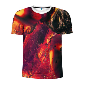 Мужская футболка 3D спортивная с принтом Abstract magma в Белгороде, 100% полиэстер с улучшенными характеристиками | приталенный силуэт, круглая горловина, широкие плечи, сужается к линии бедра | Тематика изображения на принте: abstract | art | digital | fire | flame | lava | magma | textures | абстракция | арт | лава | магма | огонь | пламя | текстуры | фон | цифровой