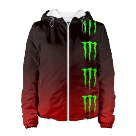 Женская куртка 3D с принтом MONSTER ENERGY (Z) в Белгороде, ткань верха — 100% полиэстер, подклад — флис | прямой крой, подол и капюшон оформлены резинкой с фиксаторами, два кармана без застежек по бокам, один большой потайной карман на груди. Карман на груди застегивается на липучку | black monster | bmx | claw | cybersport | energy | monster | monster energy | moto | motocross | race | sport | киберспорт | когти | монстер энерджи | монстр | мото | мотокросс | ралли | скейтбординг | спорт | т | энергия