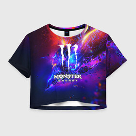 Женская футболка Crop-top 3D с принтом MONSTER ENERGY в Белгороде, 100% полиэстер | круглая горловина, длина футболки до линии талии, рукава с отворотами | amg | auto | bmw | honda | jdm | mercedes | nissan | porsche | racing | sport | subar | toyota | автомобил | автомобильные | киа | лексус | марка | машины | митсубиси | ниссан | порше | спорт | субару | тесла | тойота | хонда