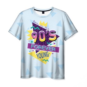 Мужская футболка 3D с принтом Рожденный в 90х в Белгороде, 100% полиэфир | прямой крой, круглый вырез горловины, длина до линии бедер | 1990 | 90 | 90 е | девяностые | молодость | надпись | ссср | текст | фраза