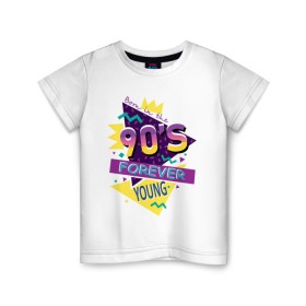 Детская футболка хлопок с принтом Рожденный в 90х в Белгороде, 100% хлопок | круглый вырез горловины, полуприлегающий силуэт, длина до линии бедер | 1990 | 90 | 90 е | девяностые | молодость | надпись | ссср | текст | фраза