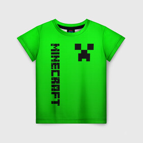 Детская футболка 3D с принтом MINECRAFT CREEPER в Белгороде, 100% гипоаллергенный полиэфир | прямой крой, круглый вырез горловины, длина до линии бедер, чуть спущенное плечо, ткань немного тянется | block | creeper | cube | minecraft | pixel | блок | геометрия | крафт | крипер | кубики | майнкрафт | пиксели