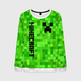 Мужской свитшот 3D с принтом MINECRAFT CREEPER в Белгороде, 100% полиэстер с мягким внутренним слоем | круглый вырез горловины, мягкая резинка на манжетах и поясе, свободная посадка по фигуре | block | creeper | cube | minecraft | pixel | блок | геометрия | крафт | крипер | кубики | майнкрафт | пиксели