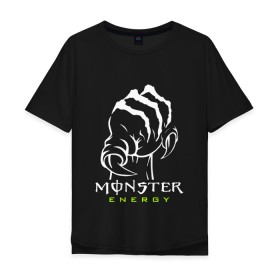 Мужская футболка хлопок Oversize с принтом MONSTER ENERGY (Z) в Белгороде, 100% хлопок | свободный крой, круглый ворот, “спинка” длиннее передней части | Тематика изображения на принте: black monster | bmx | claw | cybersport | energy | monster | monster energy | moto | motocross | race | sport | киберспорт | когти | монстер энерджи | монстр | мото | мотокросс | ралли | скейтбординг | спорт | т | энергия