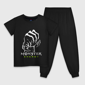 Детская пижама хлопок с принтом MONSTER ENERGY (Z) в Белгороде, 100% хлопок |  брюки и футболка прямого кроя, без карманов, на брюках мягкая резинка на поясе и по низу штанин
 | black monster | bmx | claw | cybersport | energy | monster | monster energy | moto | motocross | race | sport | киберспорт | когти | монстер энерджи | монстр | мото | мотокросс | ралли | скейтбординг | спорт | т | энергия