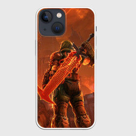 Чехол для iPhone 13 mini с принтом Палач Рока в Белгороде,  |  | demon | doom | doom slayer | doomguy | eternal | face | games | mask | демон | дум | игры | лицо | маска | палач рока | шлем