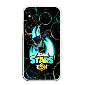 Чехол для iPhone XS Max матовый с принтом BRAWL STARS MECHA CROW в Белгороде, Силикон | Область печати: задняя сторона чехла, без боковых панелей | 8 bit | brawl stars | crow | leon | leon shark | max | mecha | mecha crow | mr.p | sally leon | shark | sprout | tara | virus 8 bit | werewolf leon | акула | берли | бравл старс | ворон | макс | оборотень